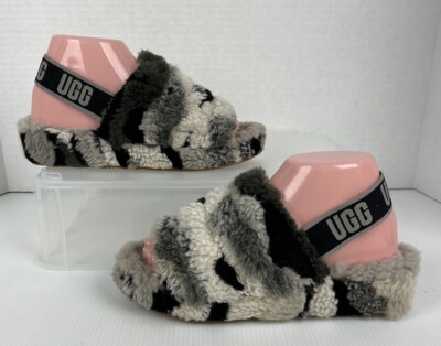 UGG Fluff Yeah Slingback Sandals Cali Collage Black Tan Gray Platforms Womens 8