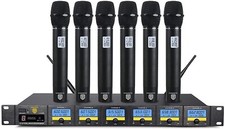 PRORECK MX66 6-Channel UHF Wireless Microphone System with 6 Hand-held Mics