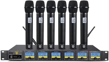 PRORECK MX66 6-Channel UHF Wireless Microphone System with 6 Hand-held Mics