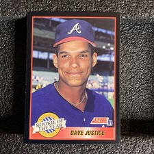 1991 Score #880 Dave Justice '1990 Rookie of the Year Award Winner' Braves Card