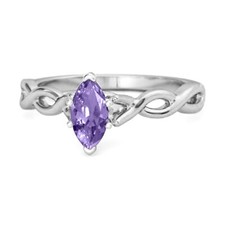 6x3MM Marquise Cut Natural Amethyst 925 Sterling Silver Twisted Shank Women Ring