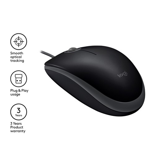 Logitech B110 Maus schwarz, USB, OEM - Bild 2 von 2