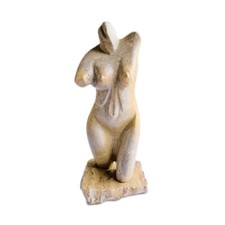 Scultura Busto Donna in Travertino Rosso Arte Red Travertine Sculpture H 20 cm