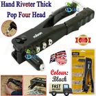 Rolson Heavy Duty Pop Rivet Gun + 75 Rivets Hand Riveting Riveter With 4 Nozzles