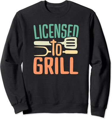 Bbq Licensed To Grill Barbecue Dad Smoker Grilling Unisex Crewneck Sweatshirt