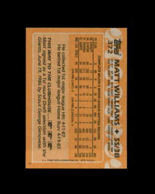 Matt Williams Rookie Card 1988 Topps #372 San Francisco Giants | eBay