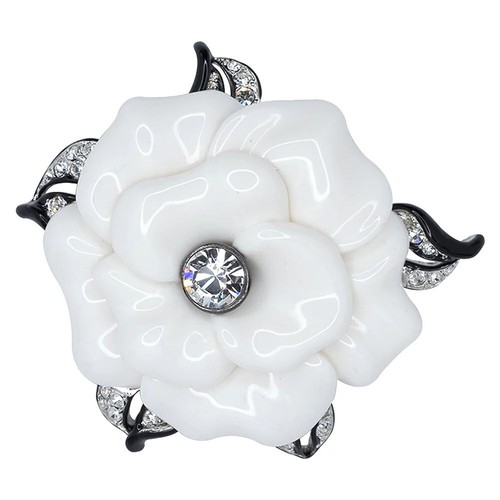 Kenneth Jay Lane, weiße Emaille Blume Pin