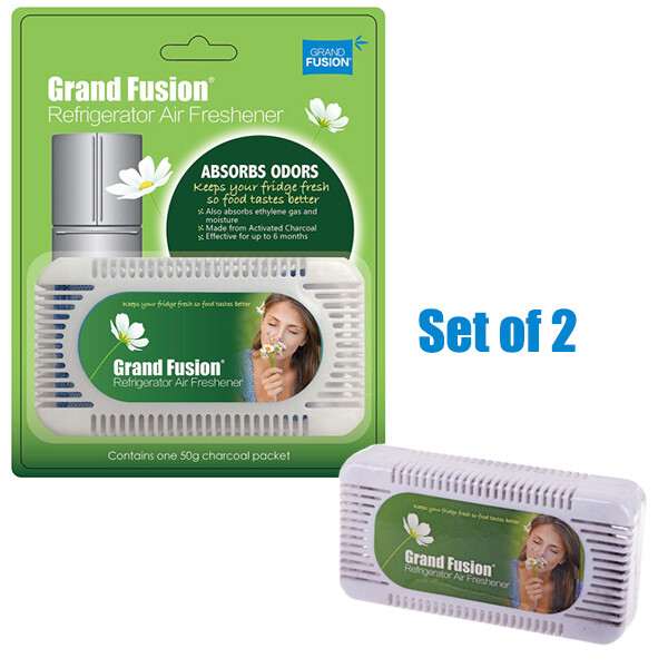 Grand Fusion Set of 2 Refrigerator Air Freshener Activated Charcoal Absorbs Odor