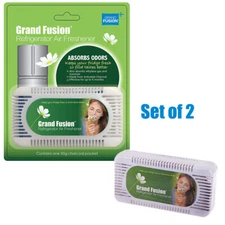 Grand Fusion Set of 2 Refrigerator Air Freshener Activated Charcoal Absorbs Odor
