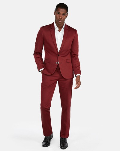 NEW EXPRESS $98 DARK RED EXTRA SLIM 