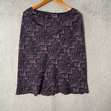 Vintage Fashion Bug Patterned Purple Skirt Size 12 Elastic Waistband Made in USA