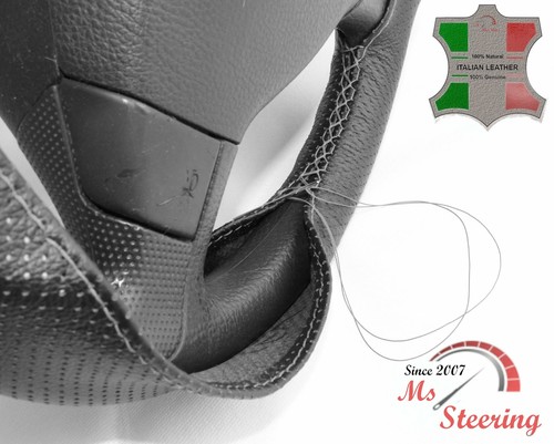 FOR GEO SPECTRUM 89-89 BLACK PERF LEATHER STEERING WHEEL COVER GREY STIT - Picture 5 of 6