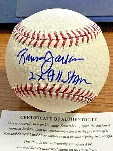RANDY RANSOM JACKSON 2 SIGNED AUTOGRAPHED OML BASEBALL!  Dodgers, Cubs!