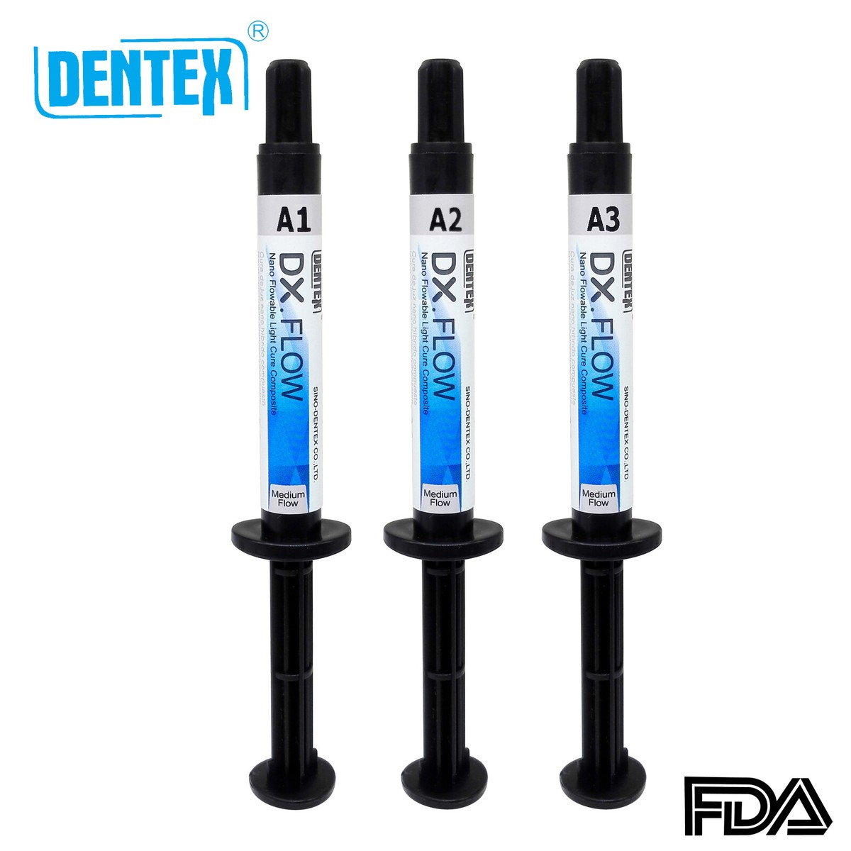 Dentex Flowable Light-Cure Composite Resin - Medium Flow, Shades A1/A2/A3, 3g Syringe 8 thumbnail image
