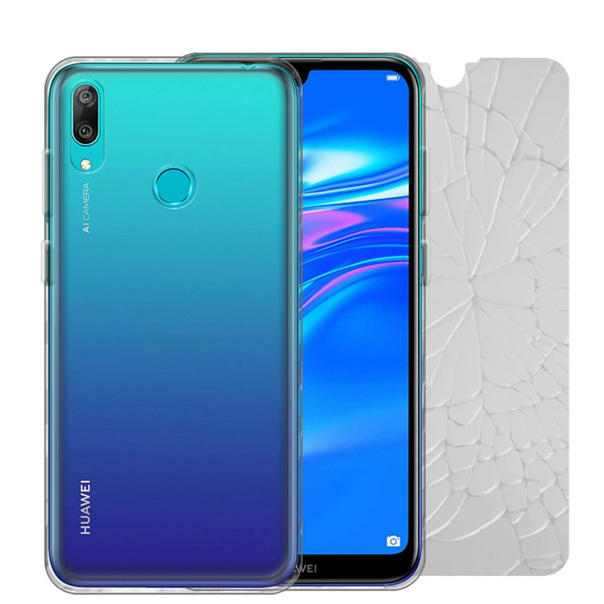 EbestStar Hülle Für Huawei Y7 – TPU Case Transparent + Panzer Schutzglas | Schlank, Stoßfest & Klar