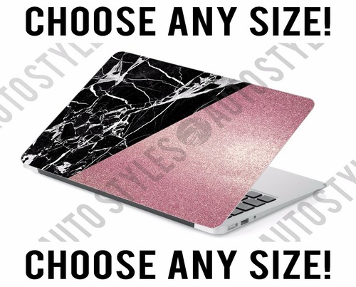 Faux Rose Gold Glitter Marble Laptop 