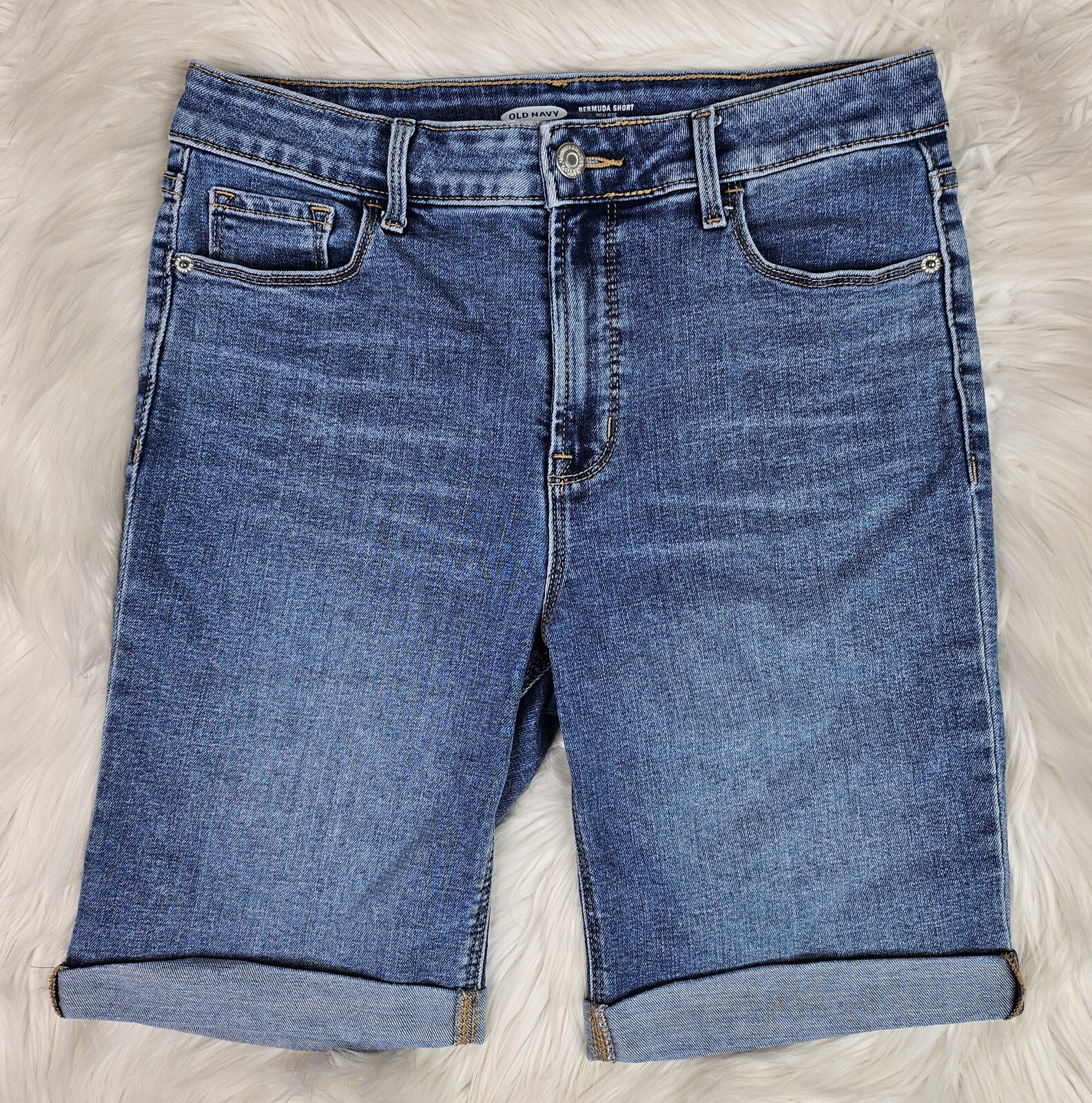 Womens old navy bermuda short high rise blue denim shorts SZ(6) | eBay