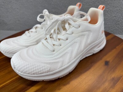 Skechers Womens Bobs Unity Cool Optic Memory Foam Sneakers Off White Shoes Sz 10