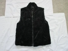 CEJON ACCESORIES BLACK FAUX FUR VEST WOMENS Size M ZIPPER DRESSY, Preowned 