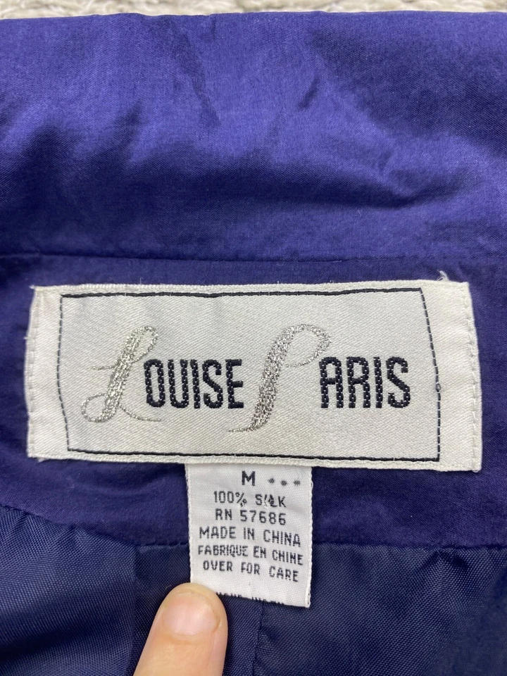 Chaqueta cortavientos Louis Paris para mujer mediana de gran tamaño seda cremallera completa bombardero de colección Foto 4 de 4