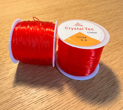 100 mtr elastisches 0,8mm Nylon Nylonschnur ROT Schmuckschnur rotes Nylonband