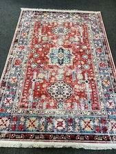 Alfa Rich 3x5 Runner Rugs, Ultra-Thin Oriental Light Red Rug, Non-Slip Washable