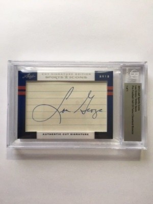1/1 Autograph LOU GROZA/WILLIE DAVIS HOF Dual Cut 2012 Leaf Sports Icons Packers