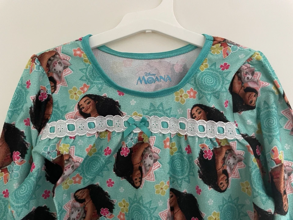 Disney Niños Niñas Princesa Moana 100% Poliéster Manga Larga Vestido de Noche Aqua Talla 10 Foto 3 de 4