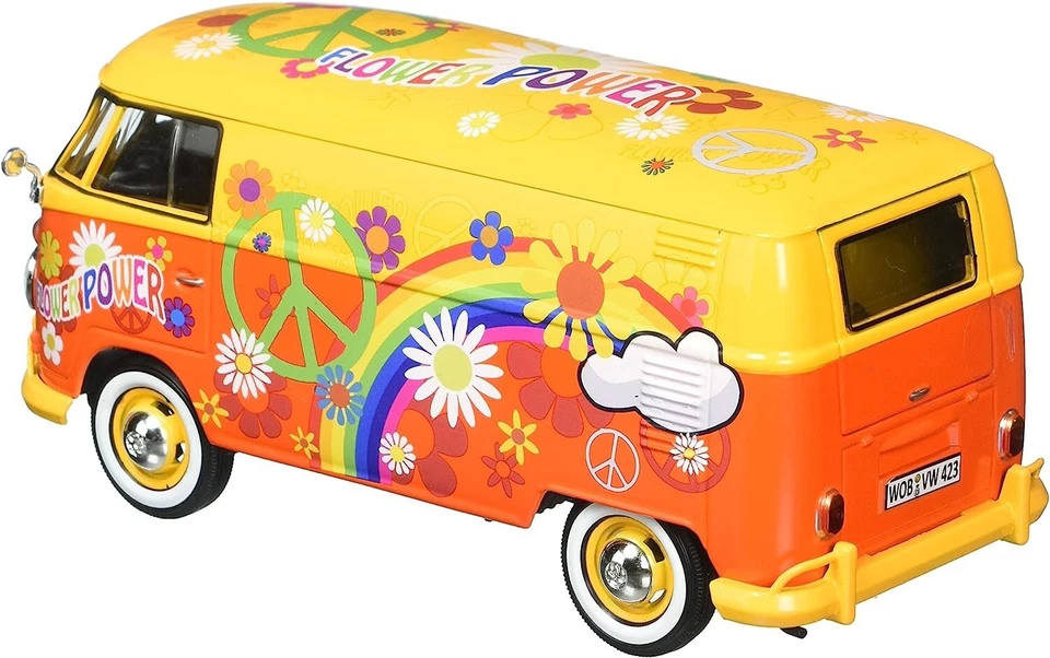 Volkswagen Type 2 (T1) Delivery Van Flower Power 1/24 Diecast Car Model Motorma - Image 2 of 2