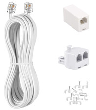 Phone Cord 15FT, Landline Telephone Cable with RJ11 Plug, Includes phone inline