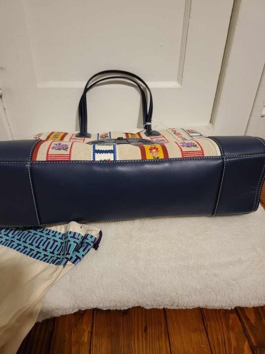 Tory Burch Ella Webbing patchwork large tote bag