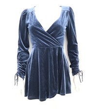 Urban Outfitters Skort/Romper Dress Sleeve Velour Velvet Royal Blue Size S
