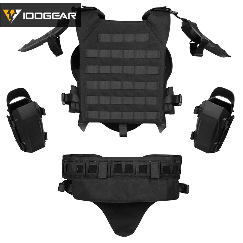 IDOGEAR Tactical Vest MOLLE Protective Armor Suit w/ Elbow Pads Buckle Belt Gear - Image 3 of 4