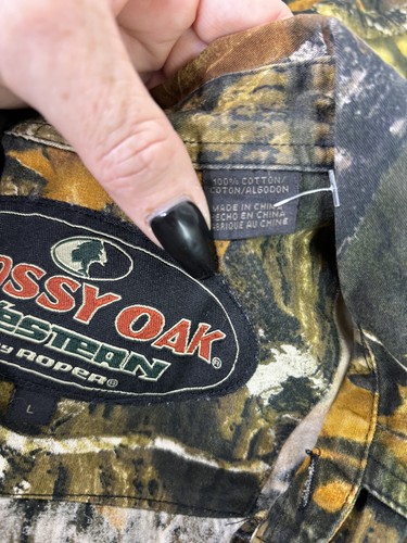 Mossy Oak Western Large Sleeveless Break Up Camo 100% Cotton Hunting Shirt EUC - Picture 5 of 7