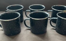 Camping Mugs-Enamel Black-white Speckled Set Of 6 T-20 