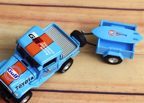 GB RM 1:64 Gulf Land Cruiser FJ40 Pickup Trailer Set Model Diecast Collect Car - Picture 3 of 7