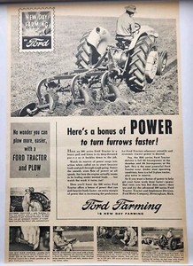 1956 Ford Tractor Plow 800 Series Farmer Farm Print Ad Birmingham Michigan