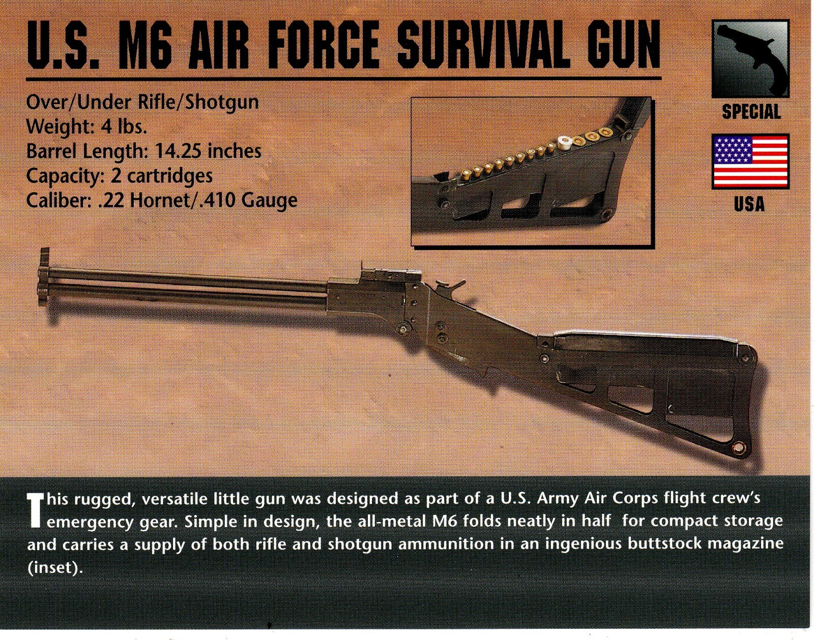 U.S. M6 Air Force Surival Gun Classic Firearms Photo Card u