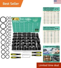 1540 Pcs 32 Size O-Rings Kit Nitrile Rubber Oring Assortment with 4 Hook Set ...