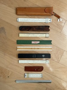 Set 6 SLIDE RULES scale Keuffel & Esser-Pickett & Eckel-Frederick Post-Paragon