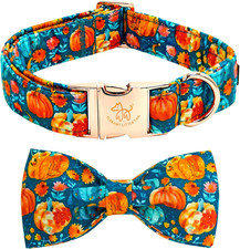 Cute Pumpkin Print Halloween Dog Collar with Bow - Adjustable for All Sizes