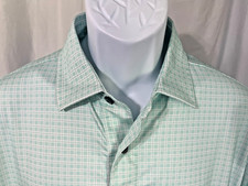 FootJoy FJ Men s Medium Golf Polo Shirt Green White Plaid Performance EUC