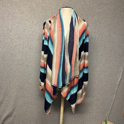 Boston Proper Knit Stripe Waterfall Cardigan Sweater Open Size XS NEW With Tags