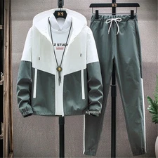 Mens Oversized Tracksuit 2 Piece Casual Pants Hoodie Sweatsuit Sweatshirt Set