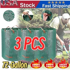 3Pack Reusable Garden Waste Bags 72 Gallon Yard Leaf Lawn Trash Waste Bags US