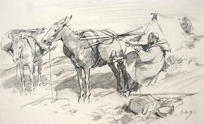 George Denholm Rüstung.  Zeichnung ''Marokkanischer Transport: Die Last hochziehen''