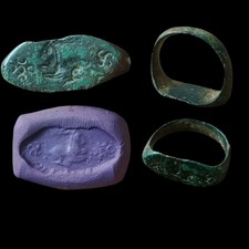 Ancient:Taxila city state (Pushkalavati) c. 1st century BC Bronze seal ring.Rare