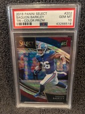 2018 Saquon Barkley Panini Select Field Level Tri Color /99 Rookie Card PSA 10. rookie card picture