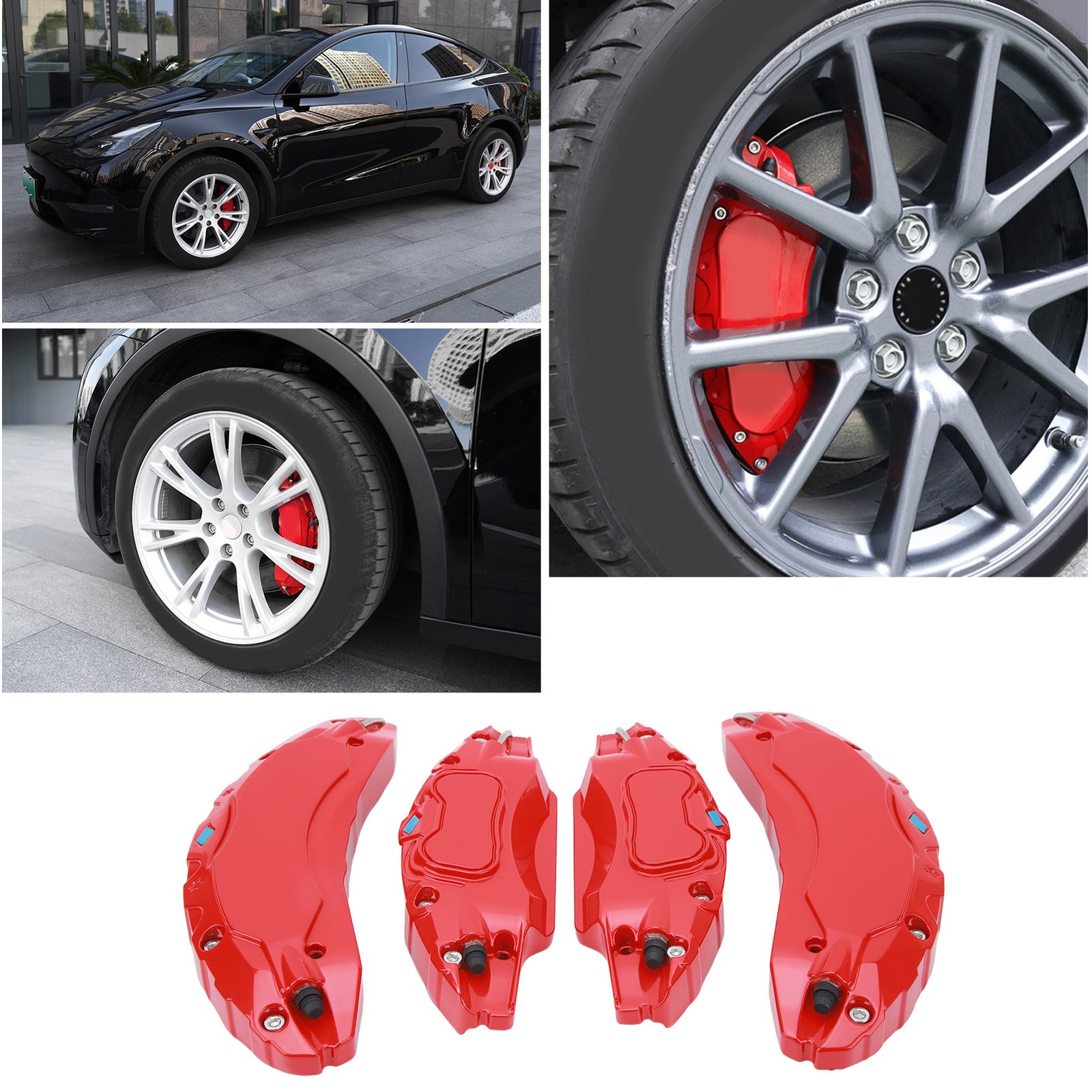 (Red)4PCS Aluminium Alloy Car Caliper Cover Disc Brake Caliper Guard