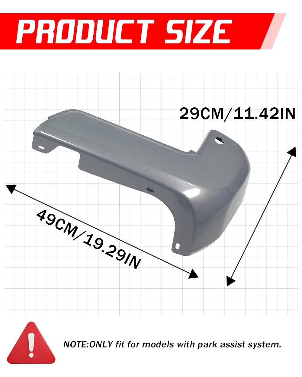 Cement Grey Rear Bumper End Caps W/ Sensor Hole For Toyota Tacoma 2016-23 9.06"H